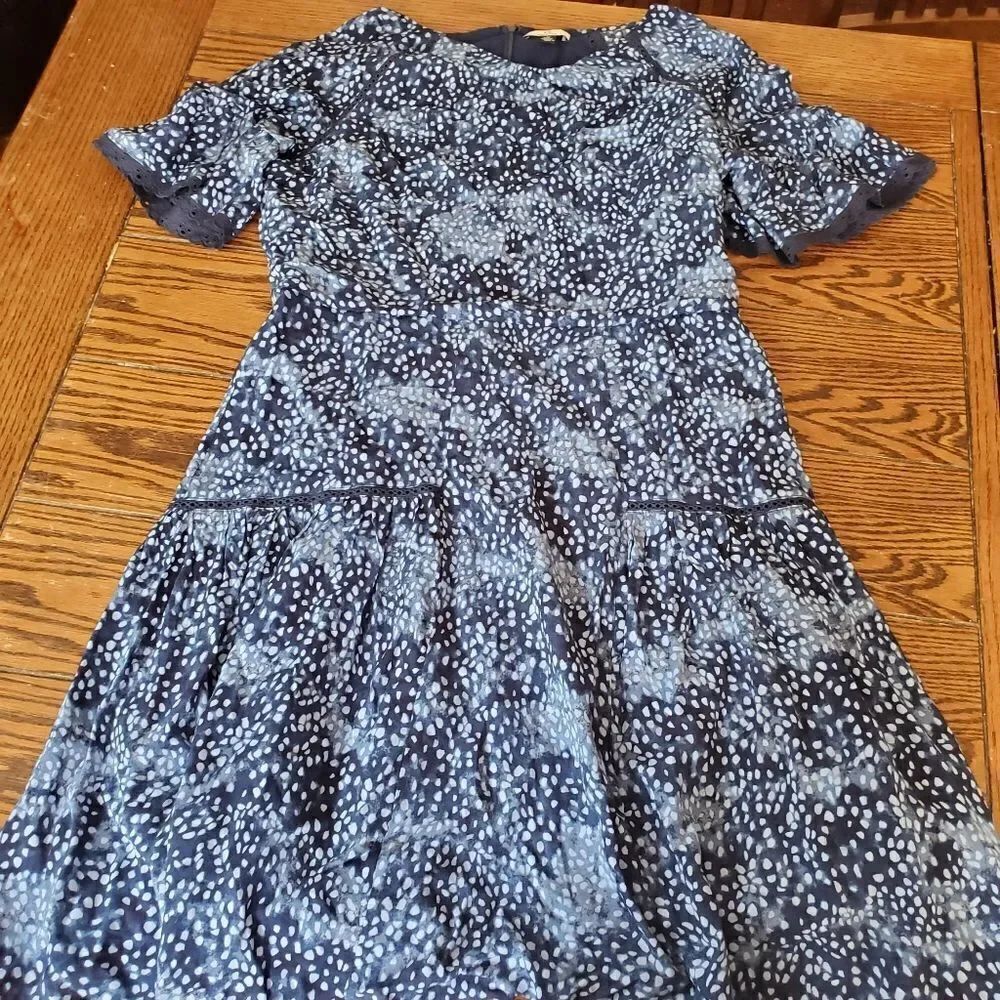 Halston blue&white polkadot dress sz 12